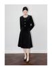French Chic Beaded Velvet Jacket & Swing Midi Skirt Set
