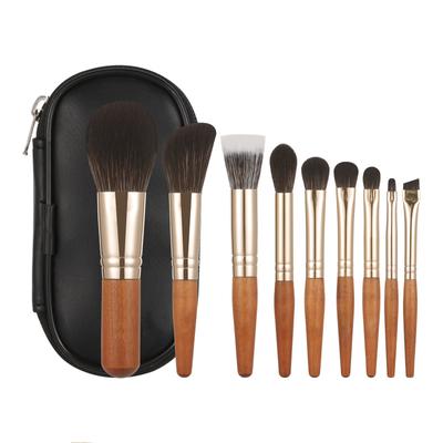 Mini 9-teiliges Make-up-Pinselset, tragbares Reiseset, Make-up-Pinsel für Anfänger, loser Puder und Konturpinsel