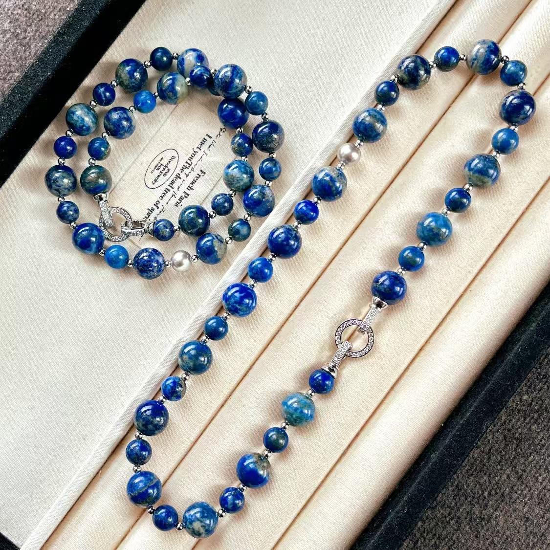 

Vintage High Quality Natural Lapis Lazuli Necklace Collarbone Chain Sweater Chain