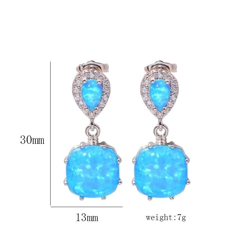 European and American Trendy Zircon Opal Inlaid Women's Earrings