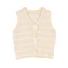 French V-Neck Slim Fit Cardigan - Floral Button, Sleeveless Knitwear for Spring/Summer