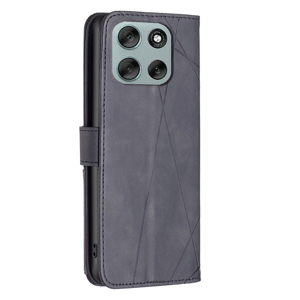 For Motorola Moto G56 5G Telefondeksel BINFEN COLOR Lommebokstativ Geometri Preget Skinncover
