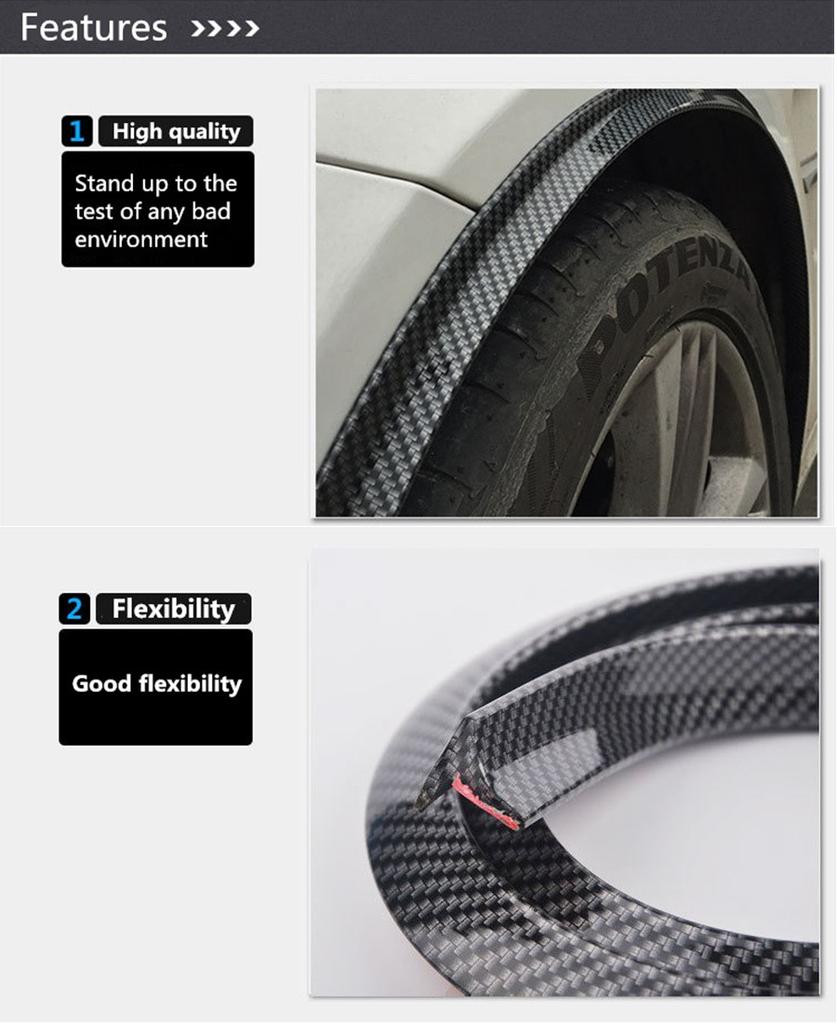 2Pc Fender Flares Wheel Protector Rubber Lip Trim Protective 150cm  for All Car