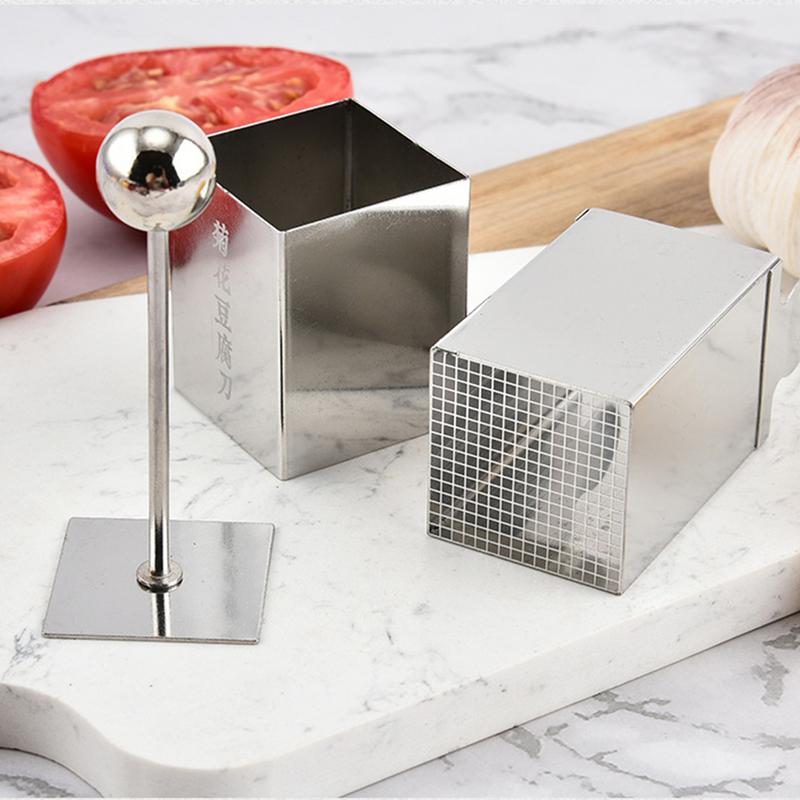 Bean Curd Flower Cutter Wensi Bean Curd Slicer Tool Stainless Steel Cheese Cutter Square Shaped Pressing Mold For Jelly Manual
