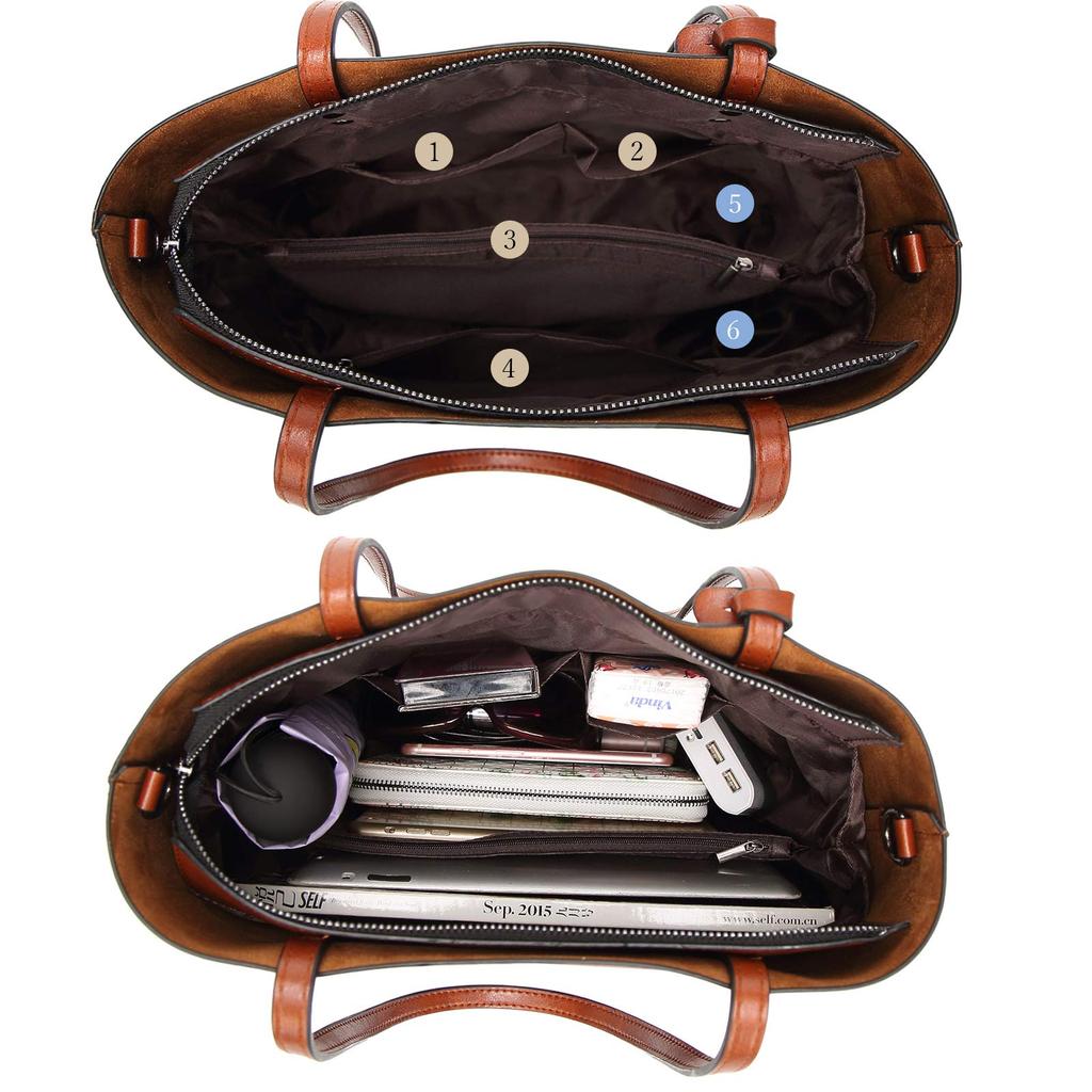 TsujiYa Tote Business Large Fits A4 Vintage PU Black Bag, Bag, Freestanding, Capacity, Size, Multi-Carry, Style, Material, Water-Repellent, Unisex,