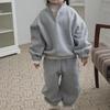Kids' Autumn/Winter Korean Style Zipper Sports Fleece Two-Piece Suit