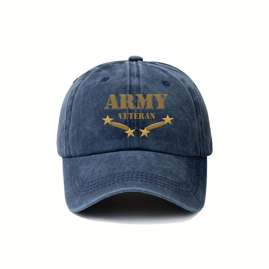 ARMY VETERAN Illustration Vintage Distressed Baseball Cap Unisex Travel Hat Spring Autumn Duckbill Cap