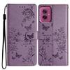 For Motorola Moto G55 5G Wallet Phone Case Butterfly Floral Imprint Leather Flip Cover