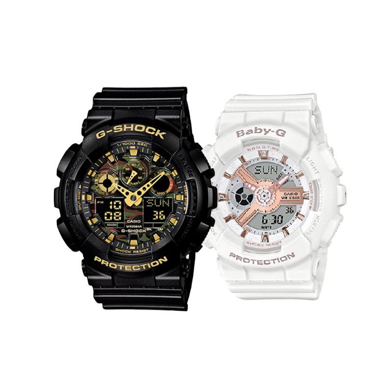 

Casio watch series-GABA 200 meters waterproof quartz movement resin strap Japanese and Korean watch 55mm same style for men GA-100CF-1A9&BA-110RG-7A чёрный