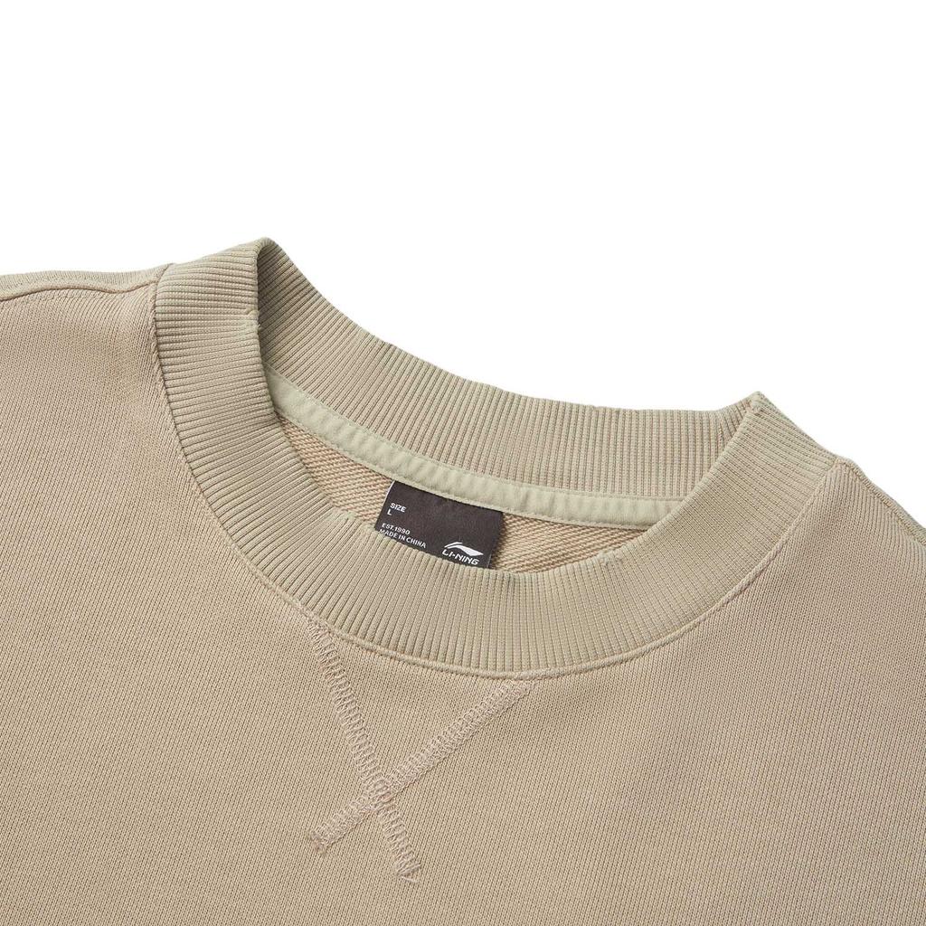 Li Ning Sports Lifestyle Series Letter Round Neck Comfortable Breathable Versatile Casual Loose Sweatshirt Unisex Sweatshirt Brown AWDV415-2