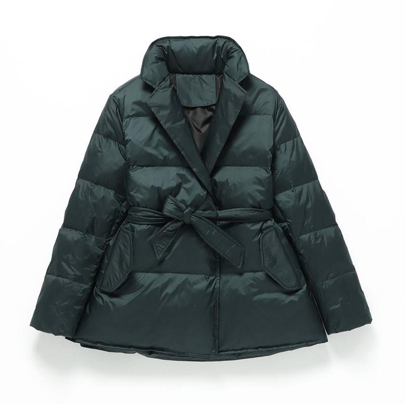 2024 New Korean Version Medium and Long Down Jacket Women's Stand-up Collar Belt Thick Slim and Thin White Duck Down Simple and Warm