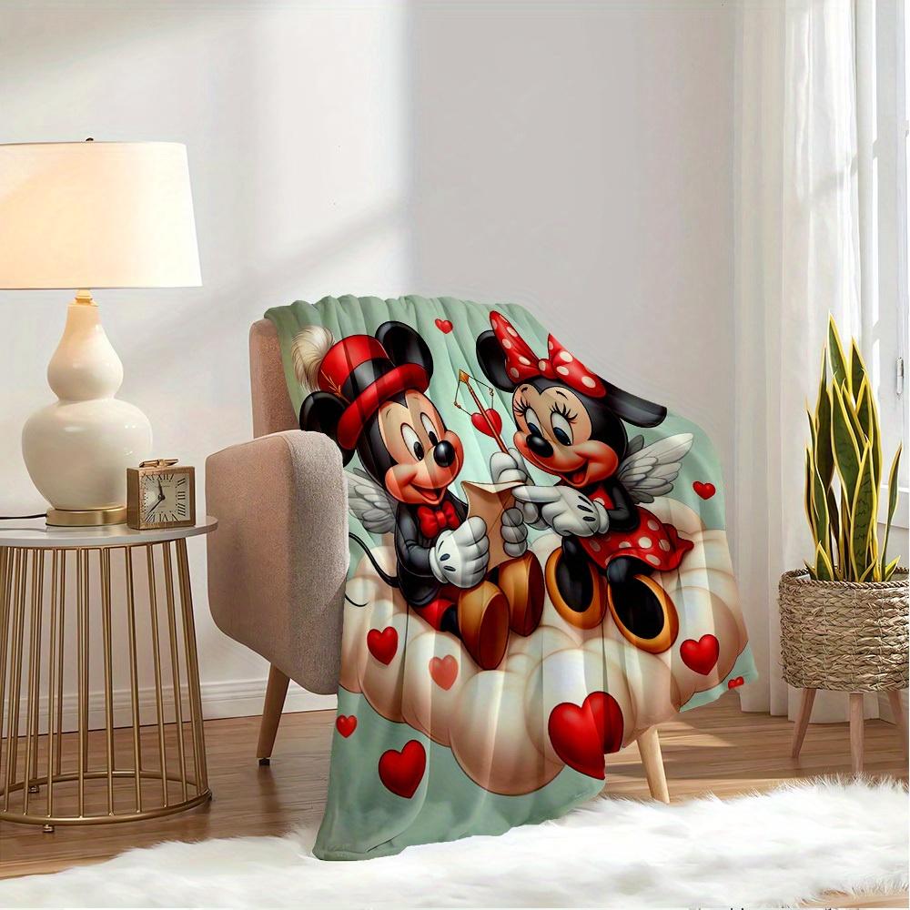 1pc Flannel Minnie Mouse and Mickey Mouse Love Story Bedding Throw Blanket Sofa Cover Gift Home Decor Valentine's Day Gift Couple