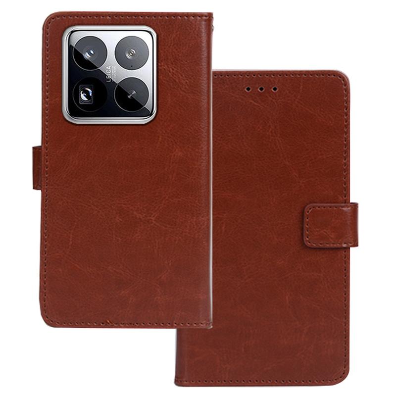 

IDEWEI For Xiaomi 15 Pro Case Card Slots Holder Leather Phone Cover Crazy Horse Texture Brown
