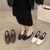 Temperament high-heeled bag head half slippers outer wear women's shoes spring and summer thick heels are not tired feet shallow single shoes