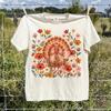 Wildflower Turkey T-Shirt, Vintage Floral Thanksgiving Shirt