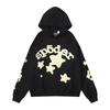 Sp5der Hoodie Unisex Oversized Cotton Pullover With Foil Letter Print Fall Casual Streetwear