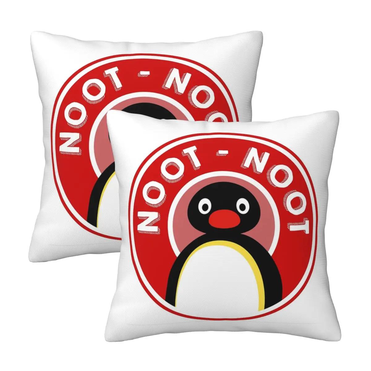 Pingu Noot Noot (Pingu The Pengouin) - Red 2 Pcs Square Pillowcase Pillow Cover Cushion Throw Pillow For Home Sofa Peach skin 18*18(CM)-2Pcs
