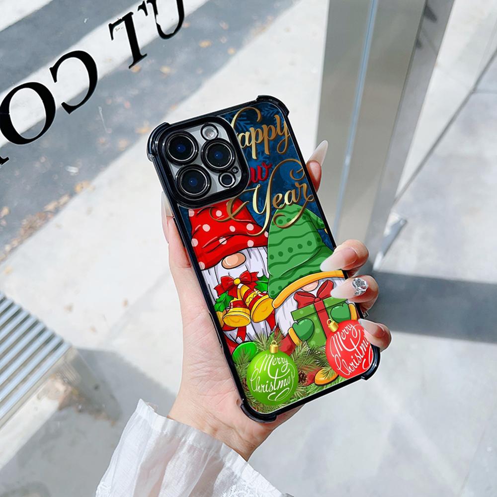 Ae119 Merry Christmas Santa art design Electroplated TPU Phone Cases for iPhone 16 15 13 11 Pro Max 14 XR Infinix Smart 8 Four Corner Protection Cover