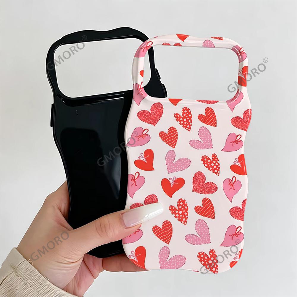 Pink polka dot love wave film 2-in-1 mobile phone case iPhone13 creative anti-drop protective case Apple 17