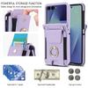 Ring Holder Bracelet Cards Slot Crossbody Leather Phone Case for Samsung Galaxy Z Flip 7 6 5 4 3 Flip7 FE Lanyard Wallet Cover