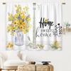 2 Panels Rustic Yellow Floral Kitchen Curtains Farmhouse Bathroom Window Treatment Drapes Cafe Small Bedroom Short Curtains
