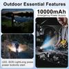 Portable Waist Fan, Built-in Cable 10000mAh Rechargeable, Wearable Personal Shirt Fan, 5-Speeds 16000RPM Strong Airflow, 35H Cooling with Light, Neck