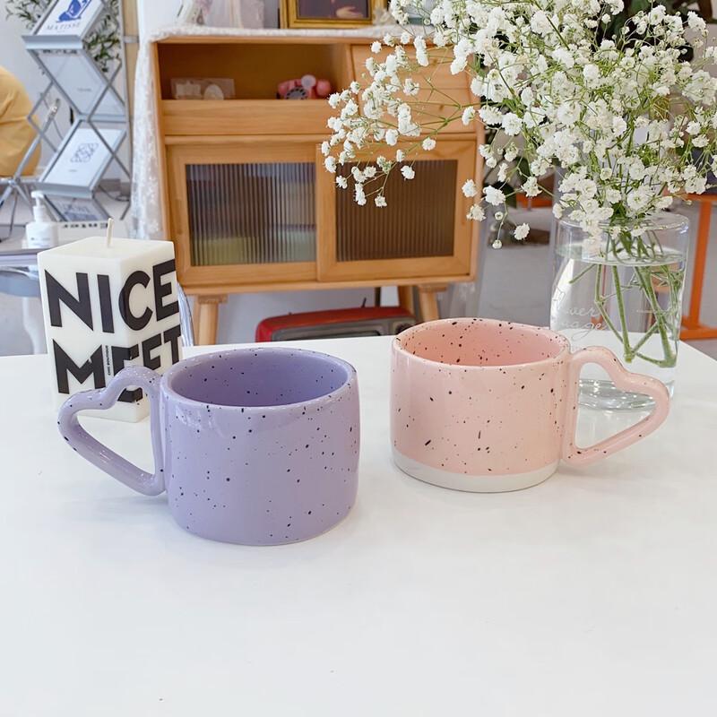Nufeng Pomo Ink Splash Ceramic Heart Handle Mug Set