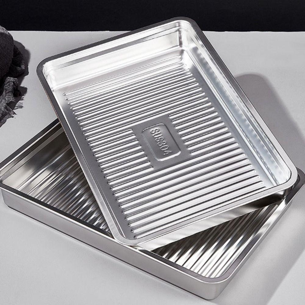 Stainless Steel Food Storage Tray with Plastic Lid Dumplings Box Prep Meal Tray  Refrigerator