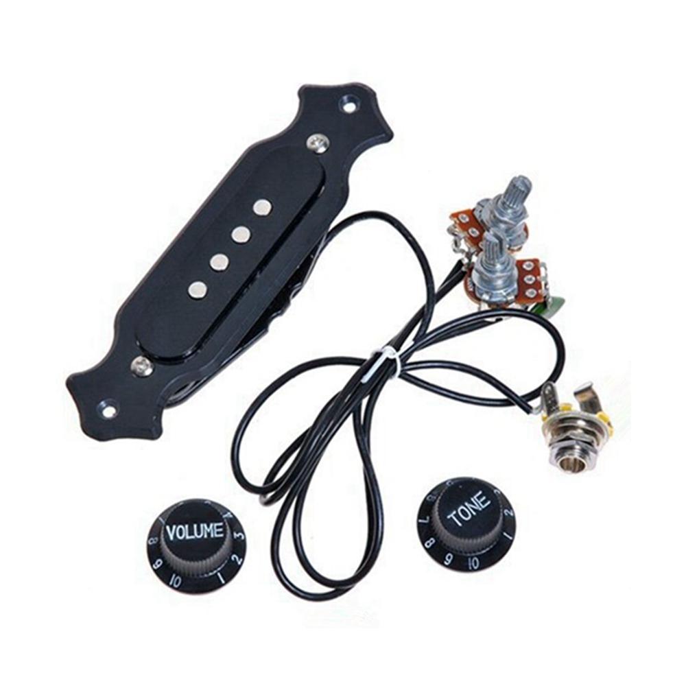 Pre-wired 4 string Single Coil Soundhole Pickup Harness with Volume &Tone Pots for Electric Guitar
