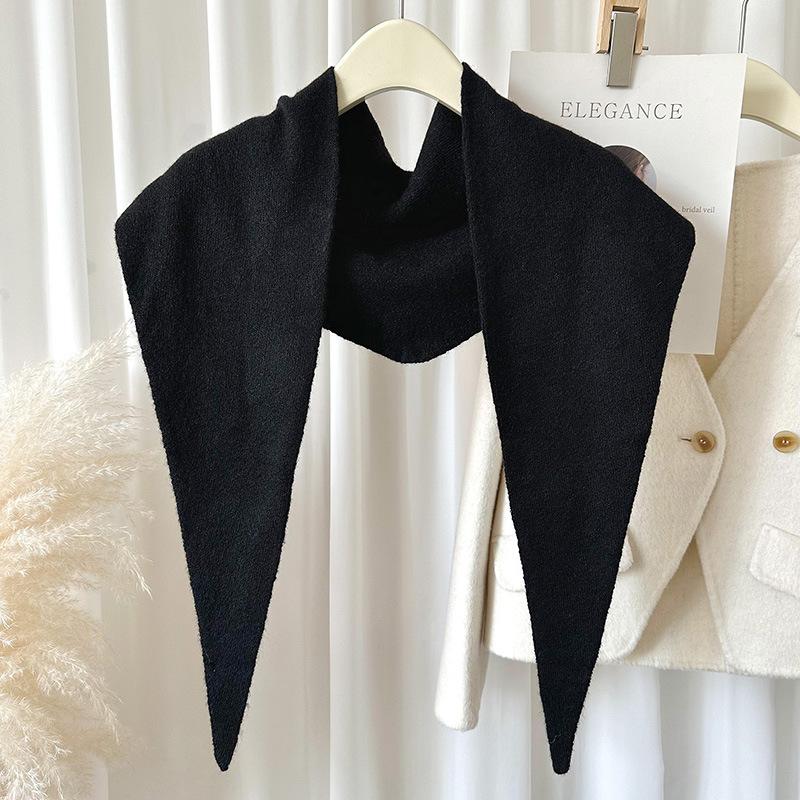 New solid color knitted triangle scarf for women versatile autumn and winter warm decoration neck protection scarf and shawl