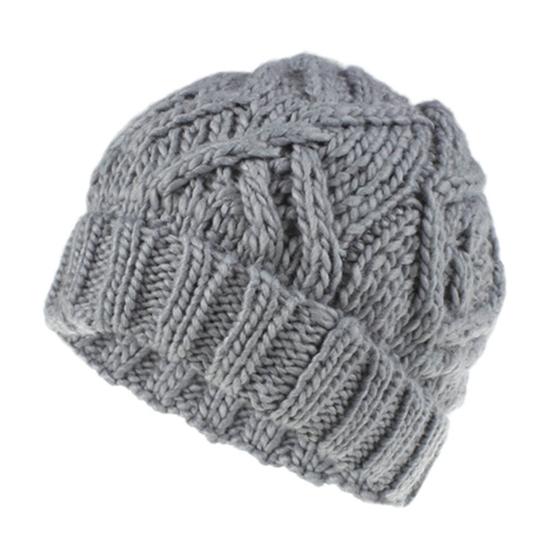 Women Autumn Winter Solid Color Woolen Yarn Soft Warm Beanie Hat Knitting Cap