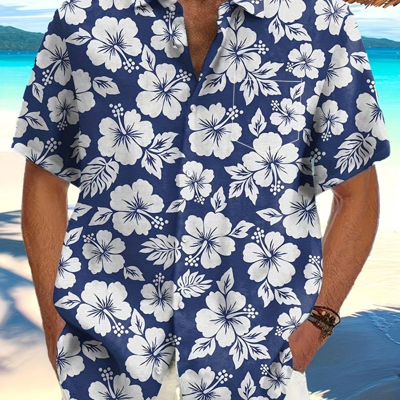 

Men s casual shirt printed short-sleeved shirt suitable for outdoor sports M