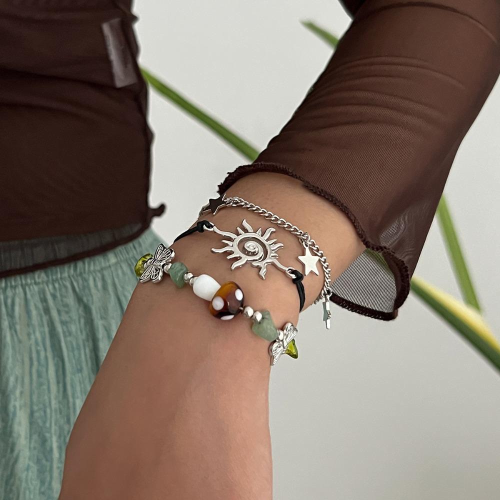 Multi-Layer Ethnic Style Bracelet Spiral Design Gravel Woven Bangle  Jewelry