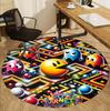 PAC Pattern Round Rug, Indoor/Outdoor Mat, for Picnic, Gameroom, Bedroom, Office, Living Room, Home Decor Carpet, Birthday Gift