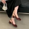 Leather Square Buckle Bag Head Sandals Women's 2025 New Summer One-word with Shallow Mouth Back Empty Stiletto Shoes