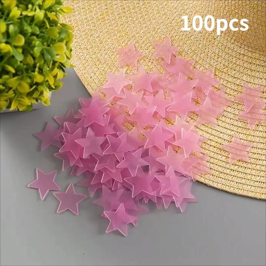 

100 Piece Luminous Star Wall Sticker, Suitable for Bedroom, Ceiling, and Wall Decoration, Creating An Exclusive Starry Sky Wall розовый