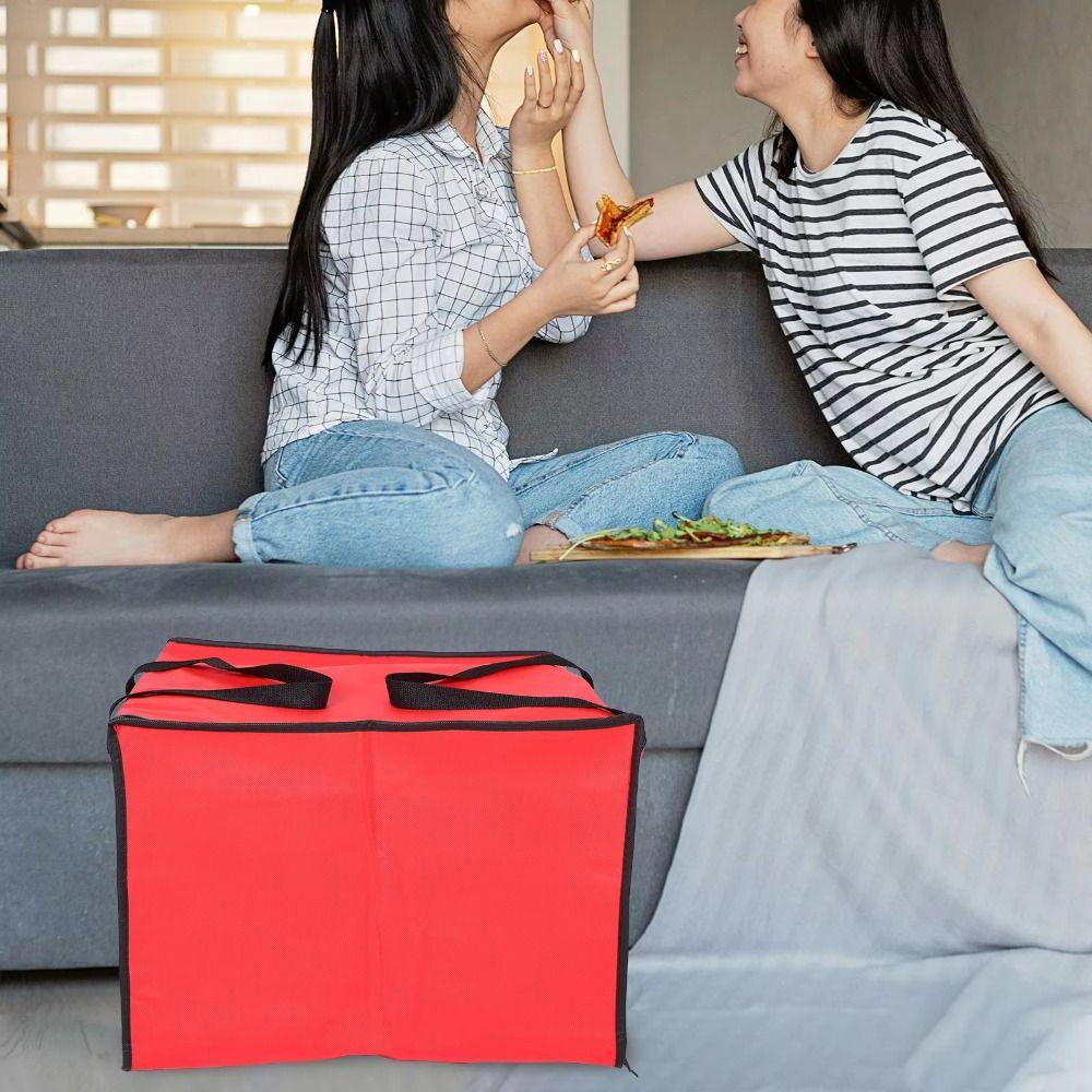 Fully Insulated Portable Insulated Bag Dual Zippers Thermal Food Carrier  Pizzerias Use
