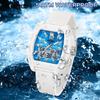 Sanda Barrel-Shaped Men's Dual Display Watch - Fashionable, Vibrant, Luminous, Waterproof, with Alarm Clock.
