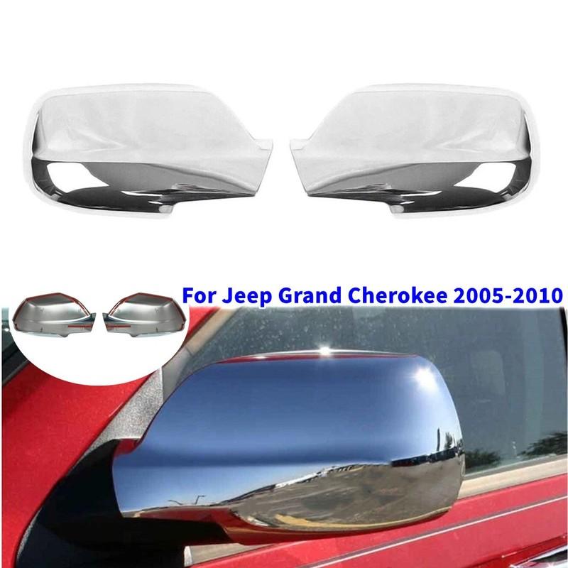 

For Jeep Grand Cherokee 2005 2006 2007 2008 2009 2010 Car Rearview Side Mirror Cover Wing Overlay Cap Exterior Door Shell Trim