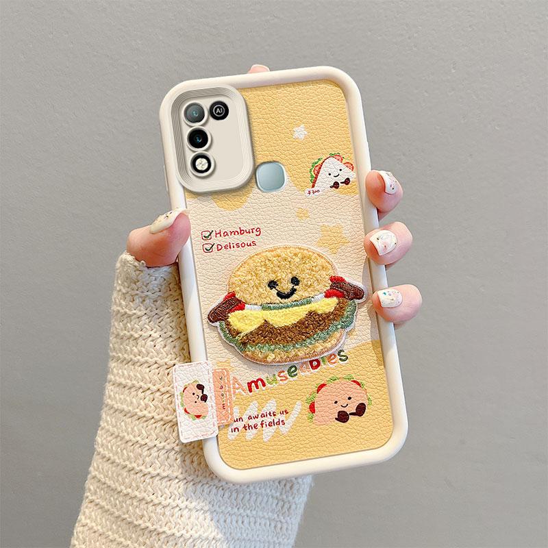 KEYSION Cartoon Cute Plush Embroidery Case for Infinix Hot 11 Play with Lanyard PU Leather Shockproof Phone Cover for Infinix Hot 10 9 Play