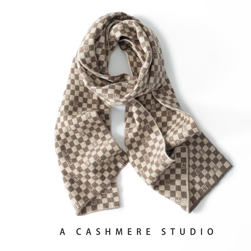 Unisex Cashmere Wool Color Block Thick Knit Scarf & Neck Gaiter One Size верблюд