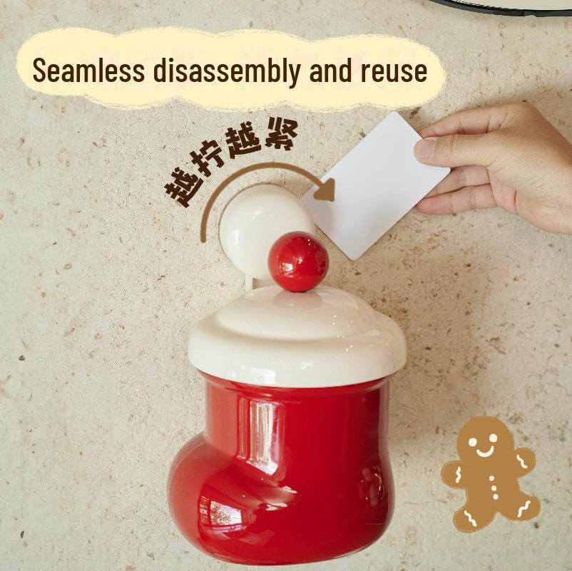 Cute Christmas Wall-Mounted Trash Can with Lid - Large Desktop Storage Bucket