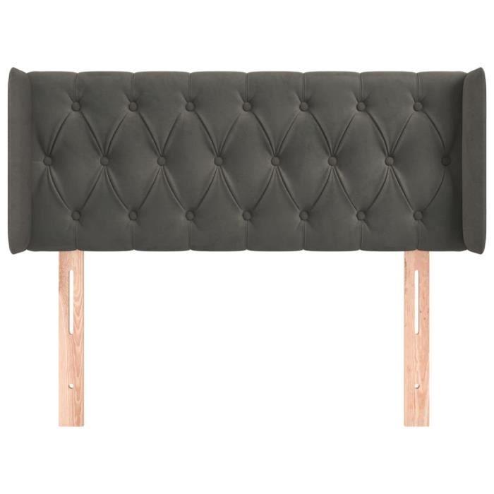 VidaXL Tête de lit avec oreilles Gris foncé 93x16x78-88 cm Velours3119141