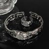 [Ink Silver Liuguang] Moonstone Open Bracelet Women'S Personality Advanced Niche Irregular Hollow Bracelet