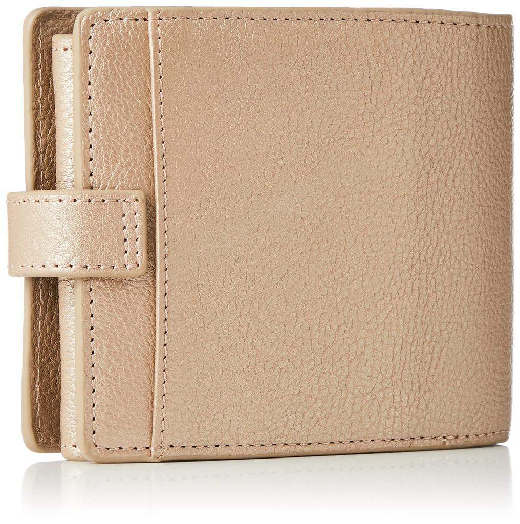 Peaks Peak Women's Bifold Wallet, Cowhide Leather, Two-Tone Color, Champagne, YC-3907