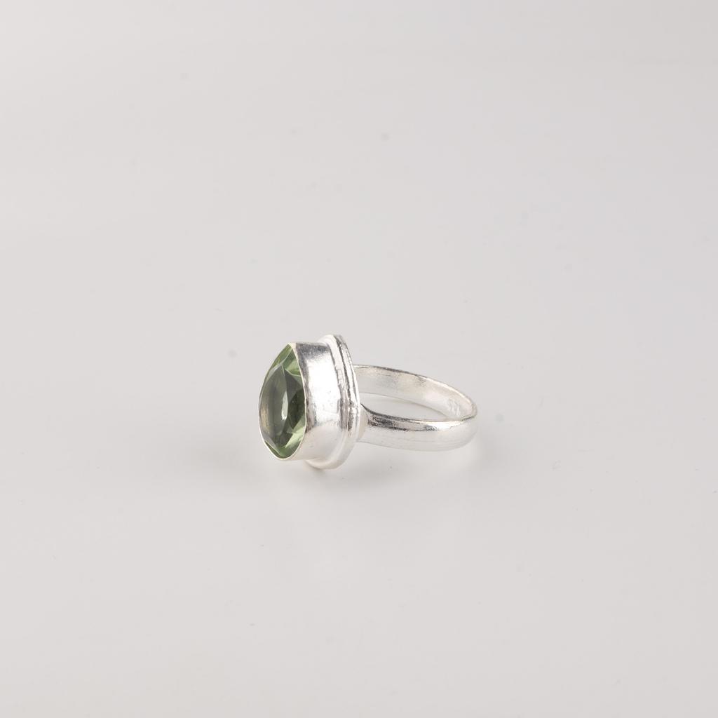 Green Amethyst Gemstone 925 Sterling Silver Designer Jewelry Women Ring Gift For Mother RR-76-15