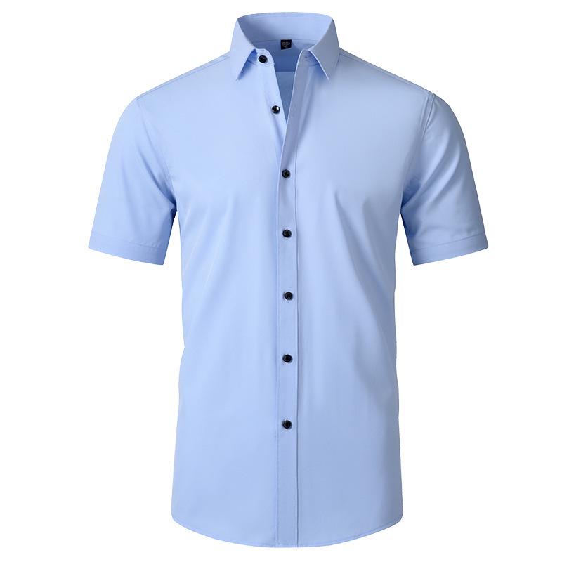 Korean Style Men's Slim Fit Solid Color Business Shirt