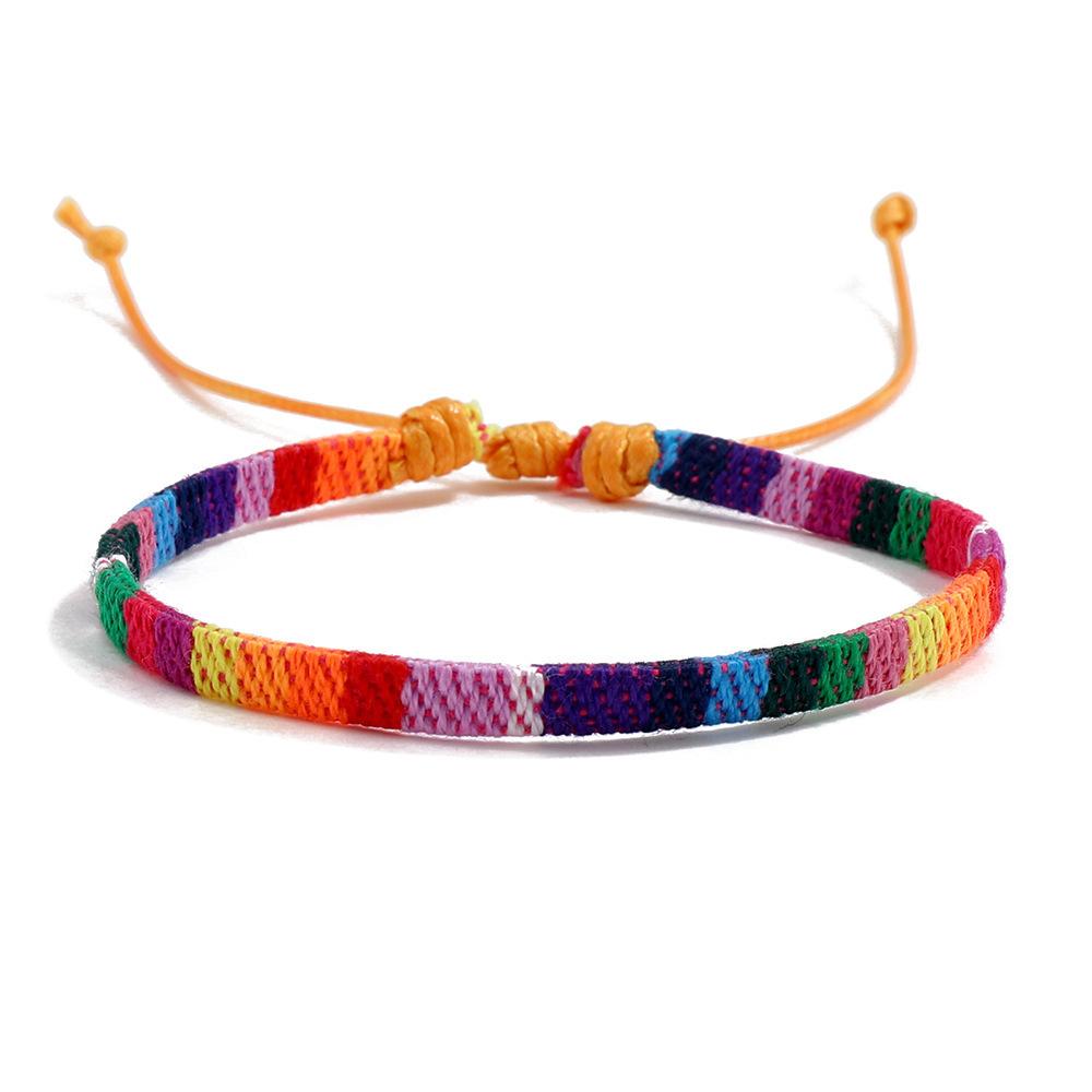 Colourful Bohemian-style cotton-linen woven bracelet – a simple versatile piece