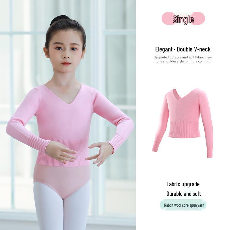 Children's Long Sleeve V-Neck Dance Sweater - Autumn/Winter Ballet Outerwear Top