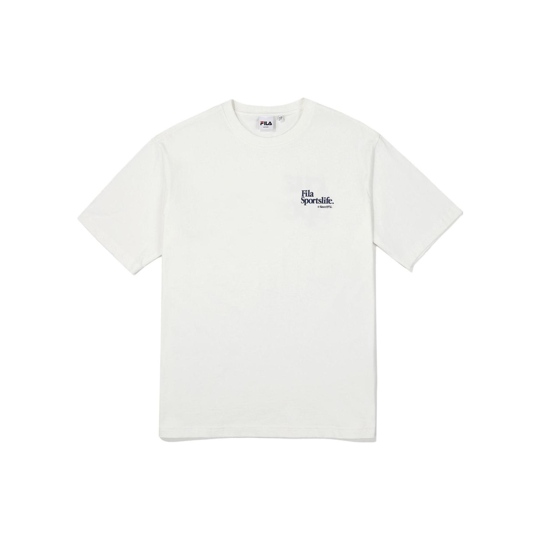 FILA T Shirts Unisex Ecru Crew Neck Moderate Straight Fit FE2RSF5103X-OWH 100